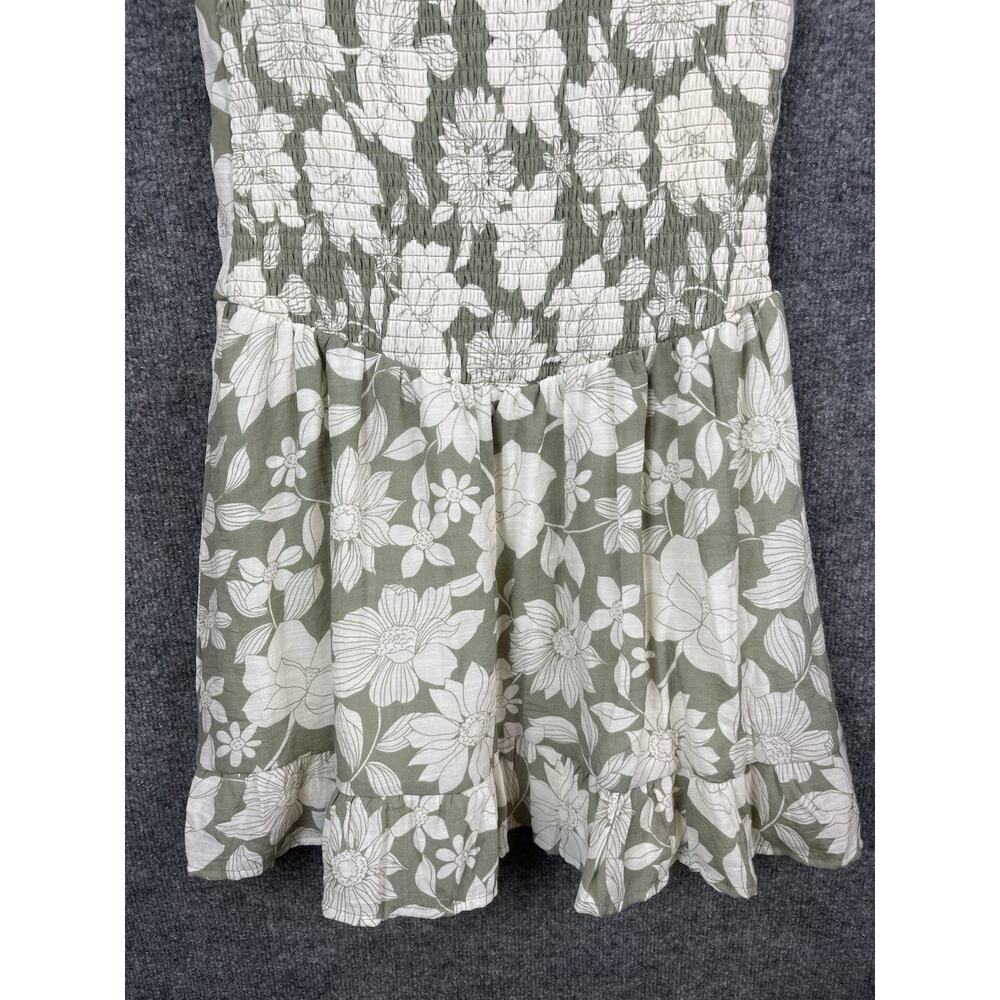 Derek Heart Midi Dress Green & White Floral Print Smocked Spaghetti Strap XL - Picture 3 of 12